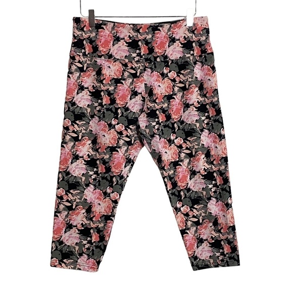 CASABLANCA - FLORAL WORKOUT PANTS IN BRIGHT PINKS - CALF LENGTH -GOOD SUPPORT B6 - Picture 1 of 9